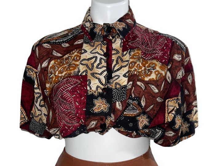 Vintage Paisley Floral Print Blouse...