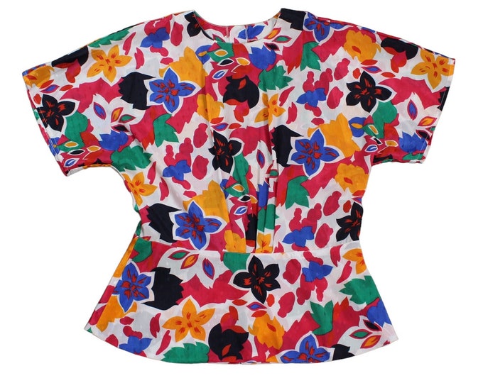 Vintage Women's Abstract Crop Blouse... Sz 6