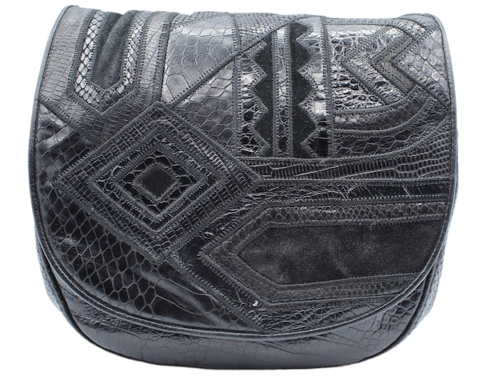 Vintage Black Sharif Flap Crossbody Bag
