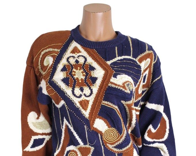 Vintage Abstract I.B Diffusion Embellished Beaded Sweater...   Sz Small