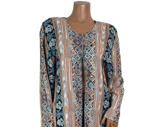 Vintage Women's Abstract Duster Blouse...