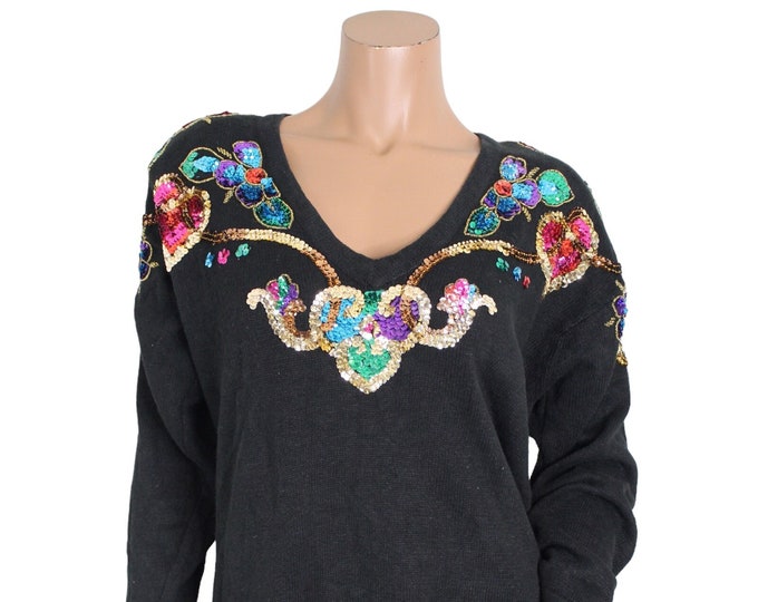 Vintage Sequin Embellished Sweater...   Sz large