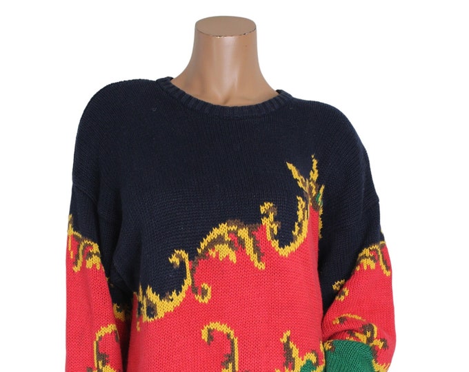 Vintage Embellished Colorful Sweater...   Sz 2X