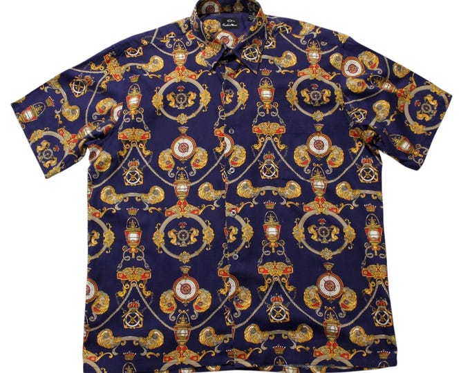 Vintage Royalty Print Short Sleeve sShirt.. Sz Large