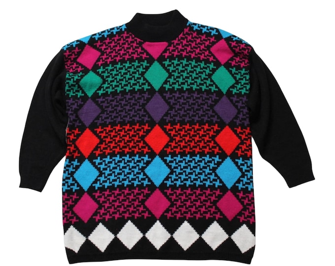 Vintage Colorful Abstract Sweater... Sz Large