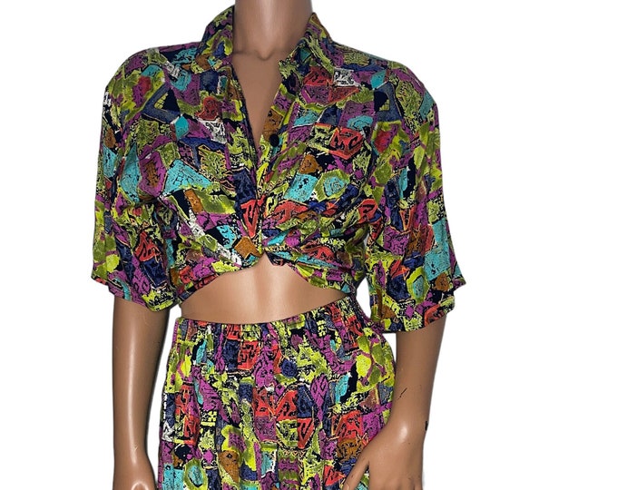 Vintage ABSTRACT PRINT Short Set...