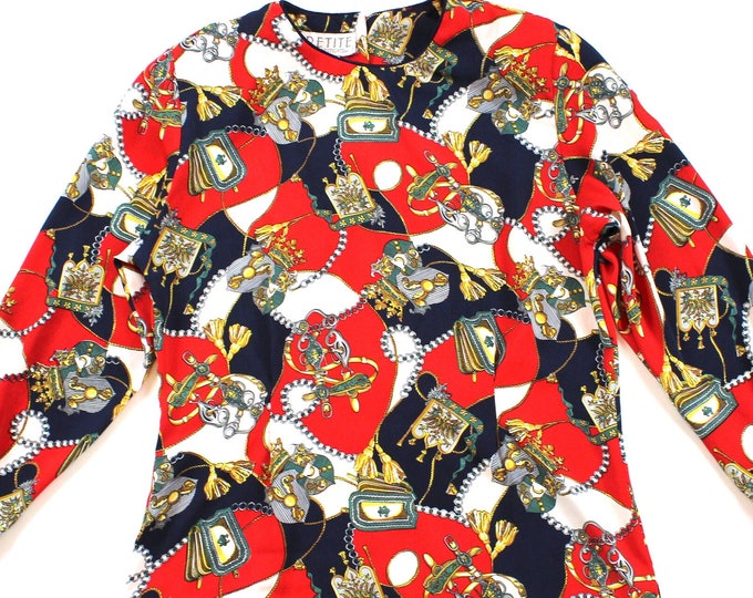 Vintage Women's Baroque Color-Black Blouse... Sz. 6