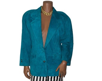 Vintage Teal Suede Leather Jacket