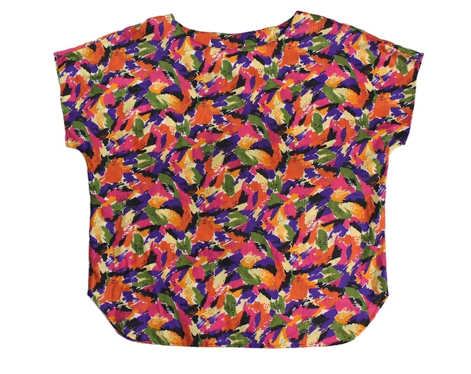 Vintage Notations Women's Colorful Abstract Print Blouse... Sz 16