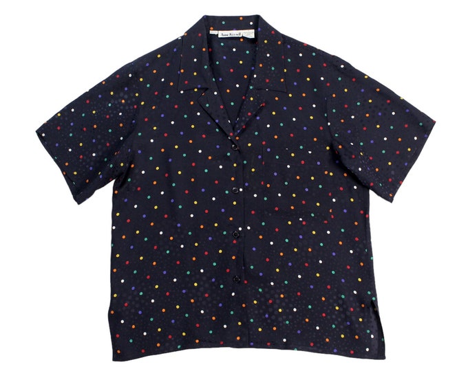 Vintage Women's Abstract colorful Polkadot Blouse... Sz 8