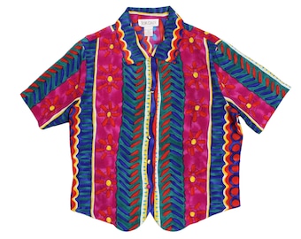 Vintage Women's Abstract Crop Blouse... Sz 12