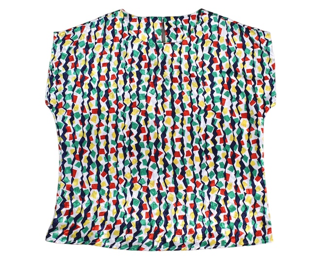 Vintage Women's Abstract Colorful Stripe Blouse... Sz Med