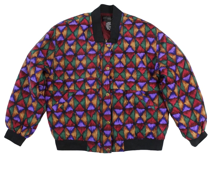 Vintage Abstract Geometric Bomber Jacket