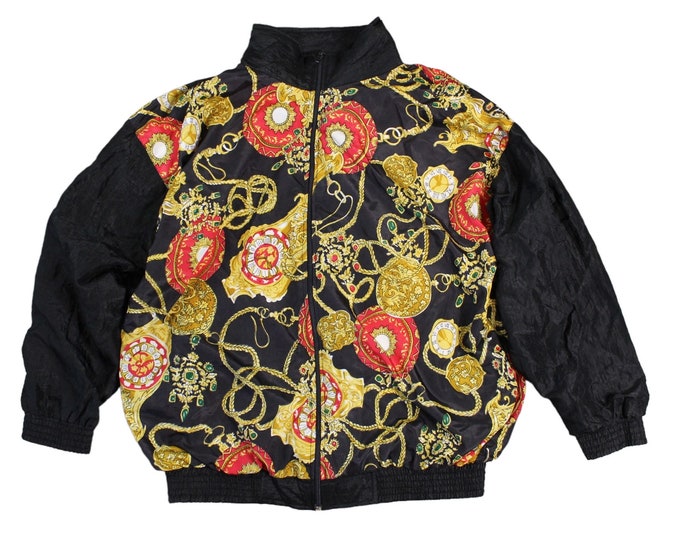 Vintage Jewel Print Baroque Bomber Jacket... Sz Med