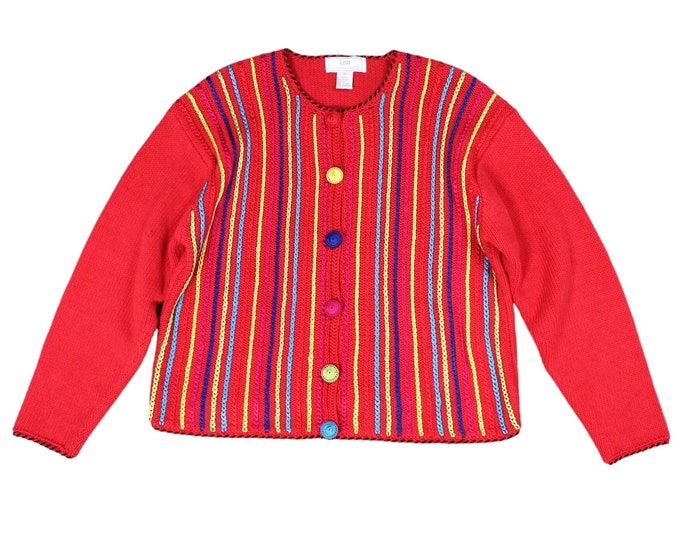Vintage Abstract Colorful Striped Sweater... Sz. Large