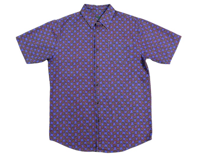 Vintage Abstract Men's Abstract Paisley Print Button-Up Shirt..   Sz XL