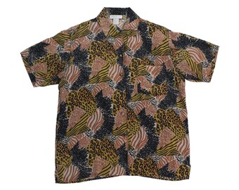 Vintage Women's Abstract Crop Animal Print Blouse... Sz Med