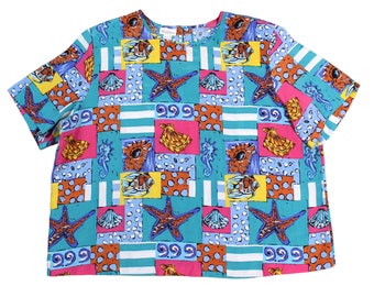 Vintage Women's Color-Block Nautical Blouse... Sz 28