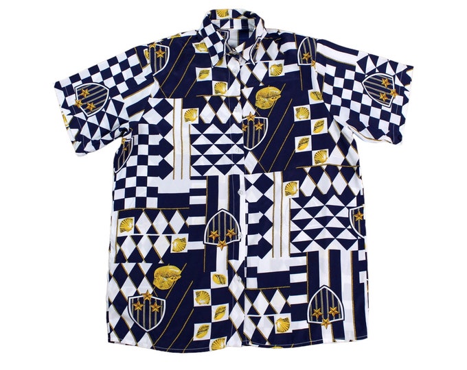Vintage Women's Abstract Nautical Print Blouse...
