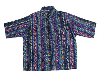 Vintage Women's Abstract Button-Up Blouse...
