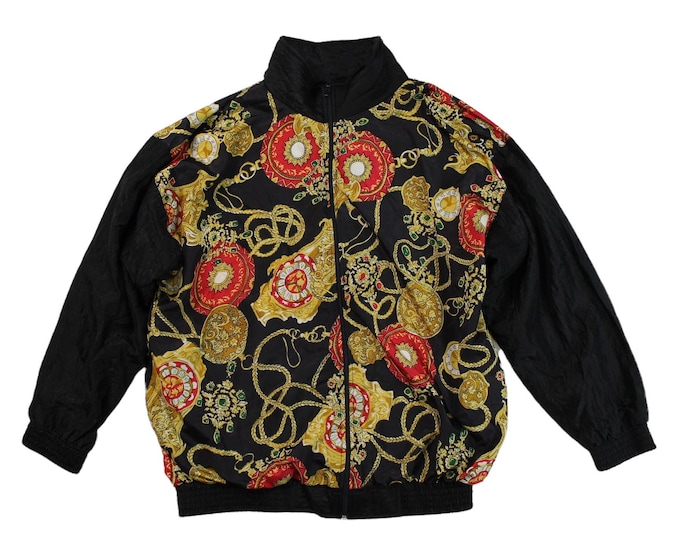 Vintage Abstract Jewel Print Windbreaker Bomber Jacket... Sz Small