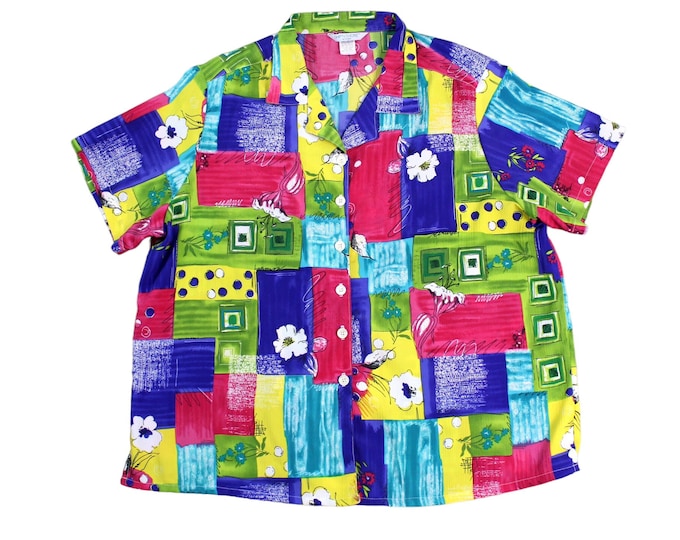 Vintage Abstract Blouse Sz 20w