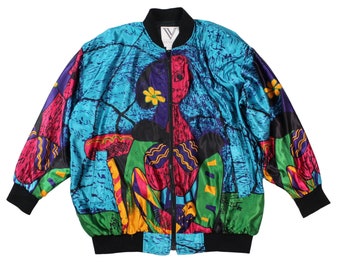 Vintage Colorful Picasso Bomber Jacket... Sz 18/20