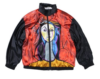 Vintage Colorful Abstract Windbreaker Bomber Jacket... Sz. Lrg