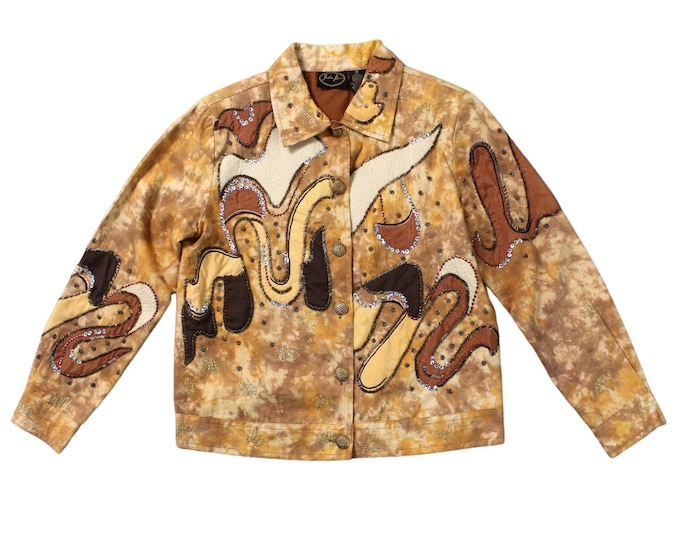 Vintage Abstract Sequins Button Up Jacket..