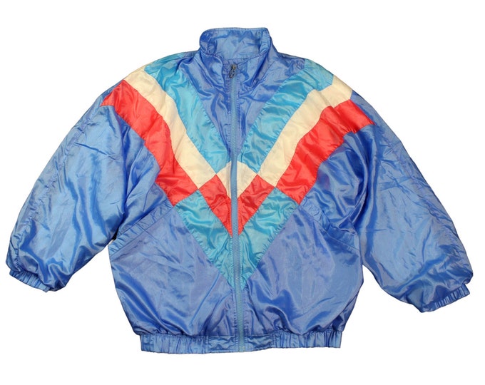 Vintage Abstract Color-Block Windbreaker... Sz Med