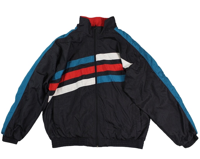 Vintage Color-Block Abstract Windbreaker Jacket... Sz Large