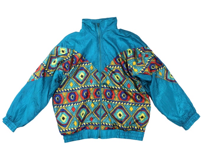 Vintage Abstract Colorful Windbreaker... Sz Med