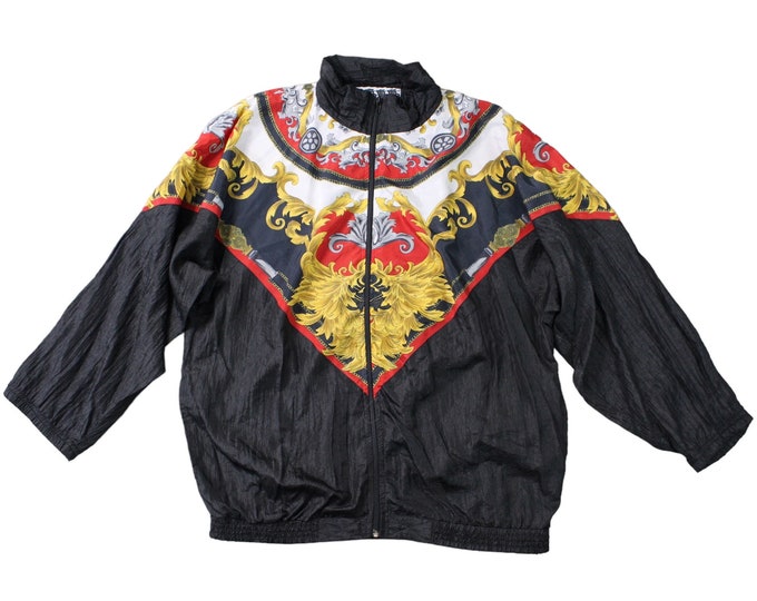 Vintage Scarf Print Baroque Windbreaker Bomber Jacket... Sz 22w