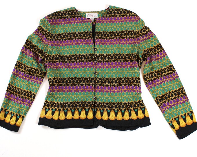 Vintage Colorful Print Blazer
