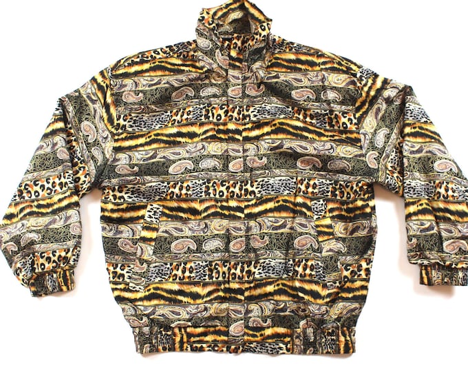 Vintage Animal Print Bomber Jacket