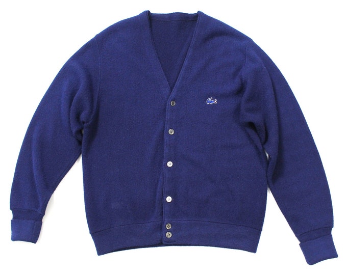 Vintage Navy Blue Crocodile Cardigan Sweater