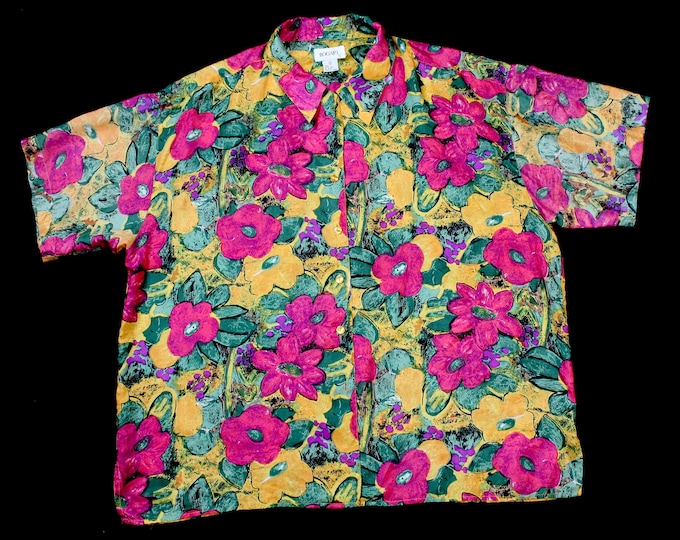 Vintage Floral Silk Blouse...