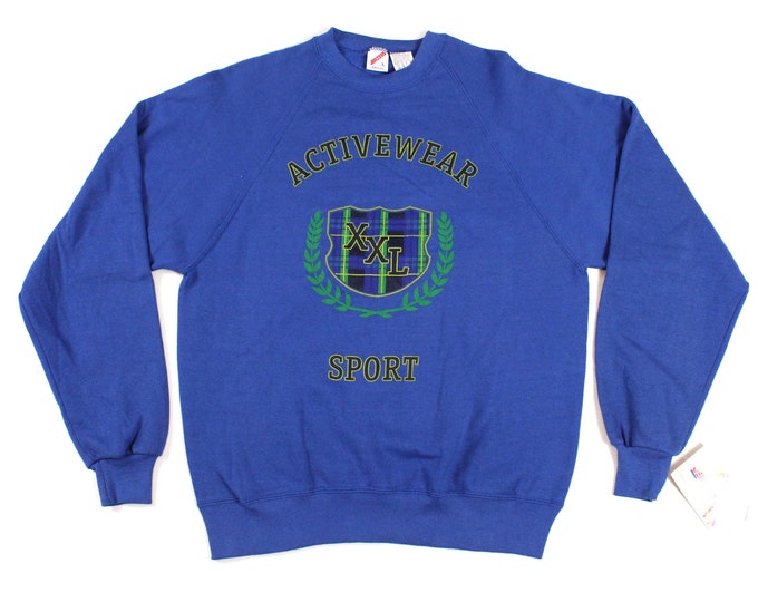 Vintage 90s Activewear Plaid JERZEES Crewneck Sweatshirt... Sz Large