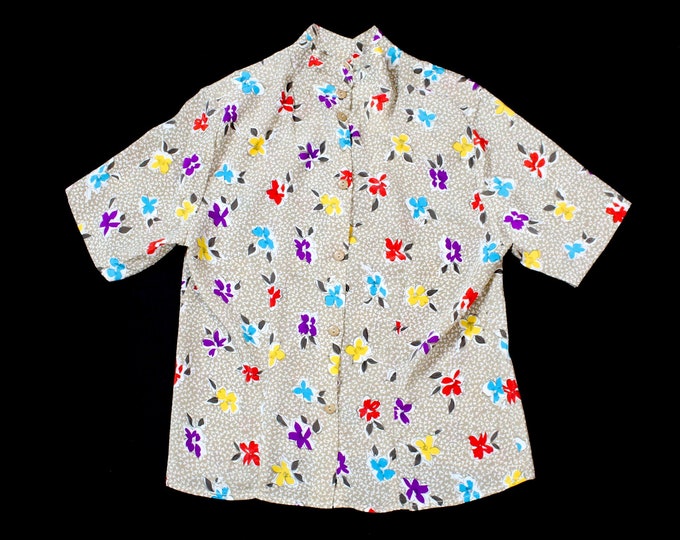 Vintage Womens Abstract Floral Blouse... Sz 12