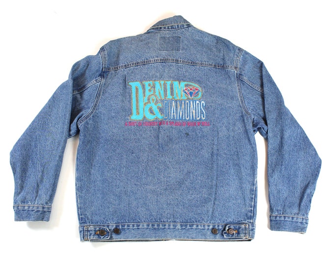 Vintage Denim & Diamonds Country Rock n Roll  Denim Jacket... Sz Large