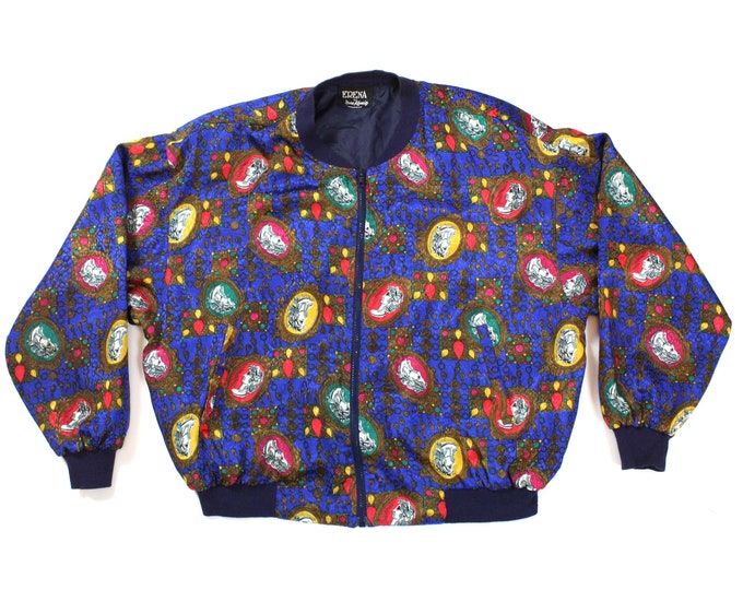 Vintage Scarf Print Bomber Jacket...