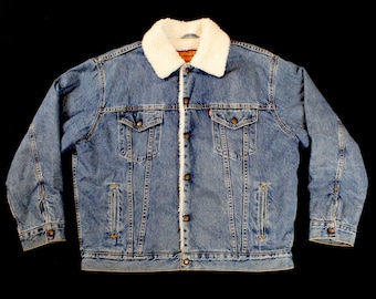Vintage LEVIS Denim Sherpa Acid Wash Jacket...  Sz Large