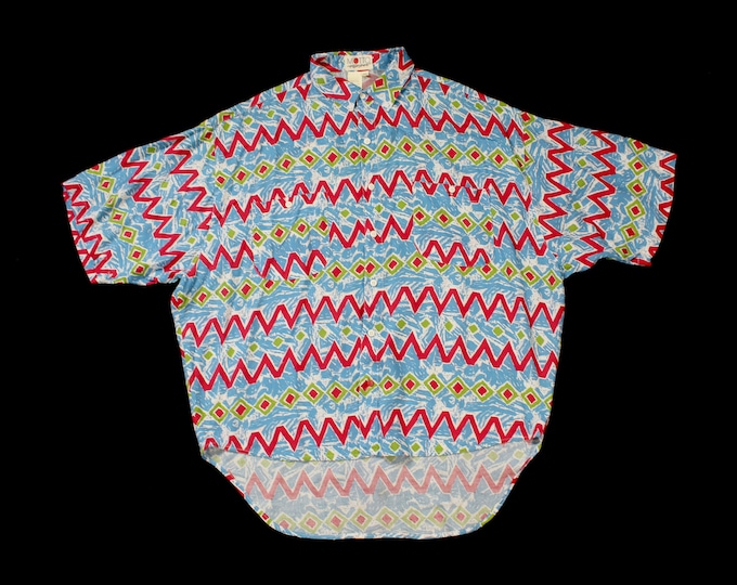 Vintage Women's Double Pocket Colorful Absrtact Blouse... Sz BIG