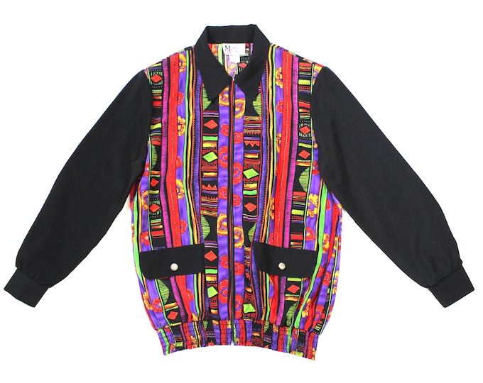 Vintage Women's Abstract Colorful Jacket...   Sz Small