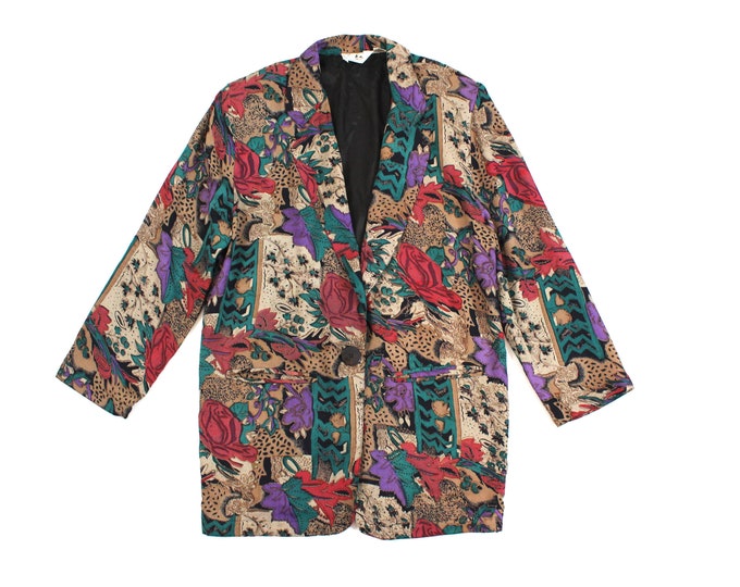 Vintage Abstract Floral Print Blazer...   Sz. Small
