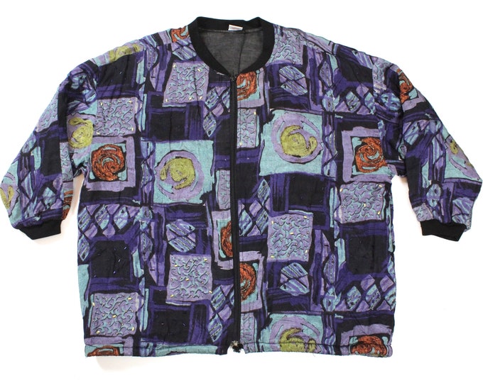 Vintage Abstract Bomber Jacket... Sz Med