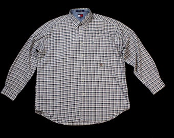 Vintage Long Sleeve Plaid Tommy Hilfiger Mens Shirt.. Sz XL
