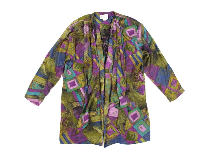 VIntage Women's Abstract Colorful Color-Block Blazer... Sz Med