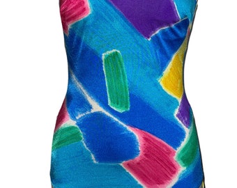 Vintage Women's Abstract Colorful One Piece Bathing Suit... Sz 14