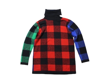 Vintage Colorful Plaid Turtleneck Sweater...